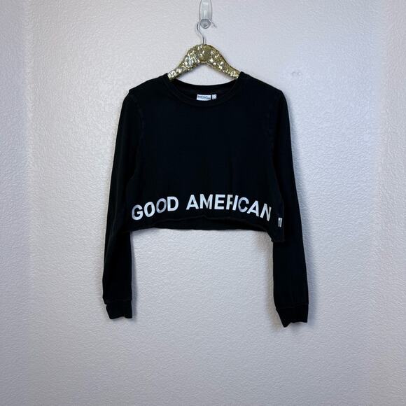 Good American • Black Long Sleeve Crop Top - Picture 3 of 13